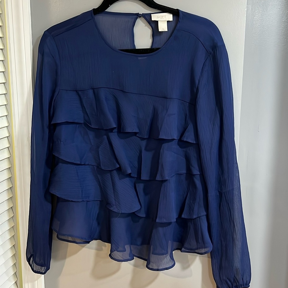 Women’s Ruffled Blue Blouse